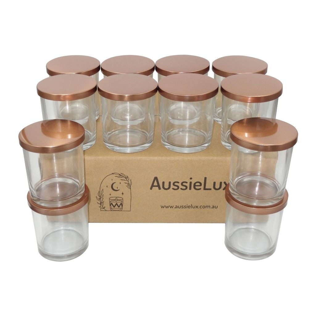 Luxury Glass Candle Jars with Lids for Making Candles, Wholesale (12 Jars - Clear)