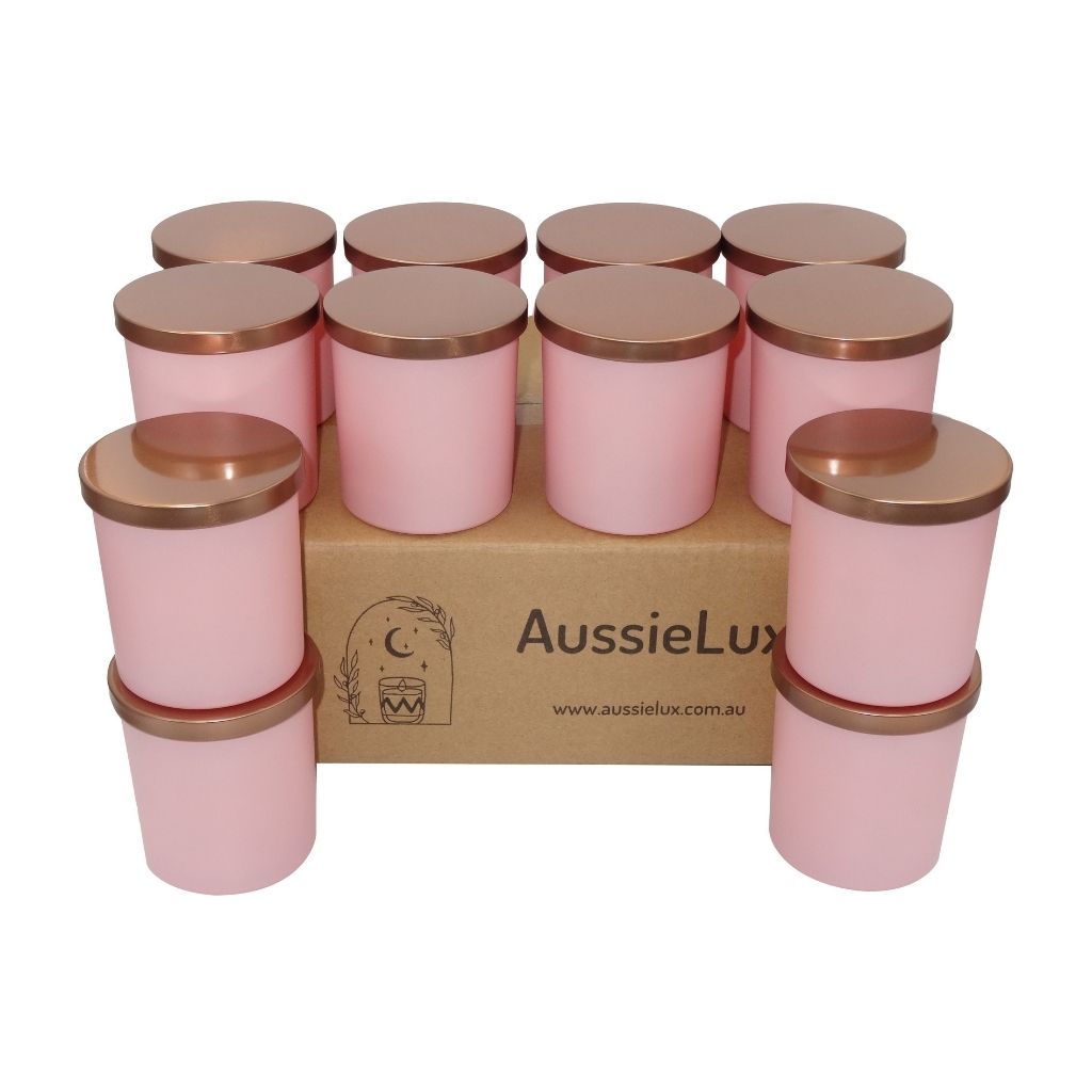 48 Pcs Luxury Glass Candle Jars with Lids for Making Candles, Wholesale (Pink Colour)