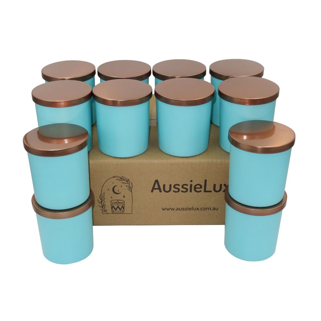 48 Pcs Luxury Glass Candle Jars with Lids for Making Candles, Wholesale (Turquoise Colour)
